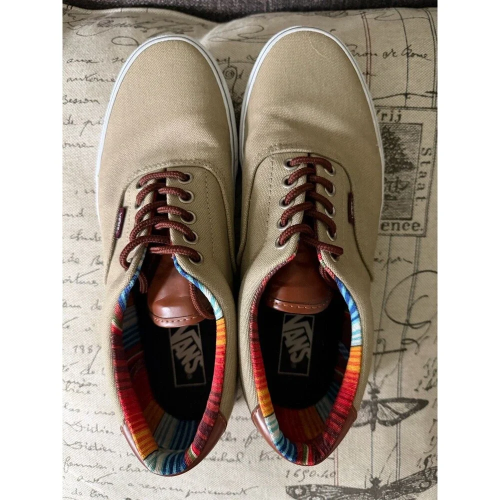 Vans Era 59 C&L TC6D Khaki Tan Serape Stripe Lining Men's Size 10 Canvas